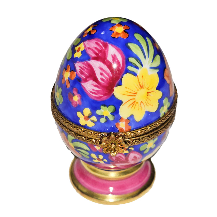 Colorful Floral Egg Delight for Home Decor Porcelain Limoges egg French Trinket Box
