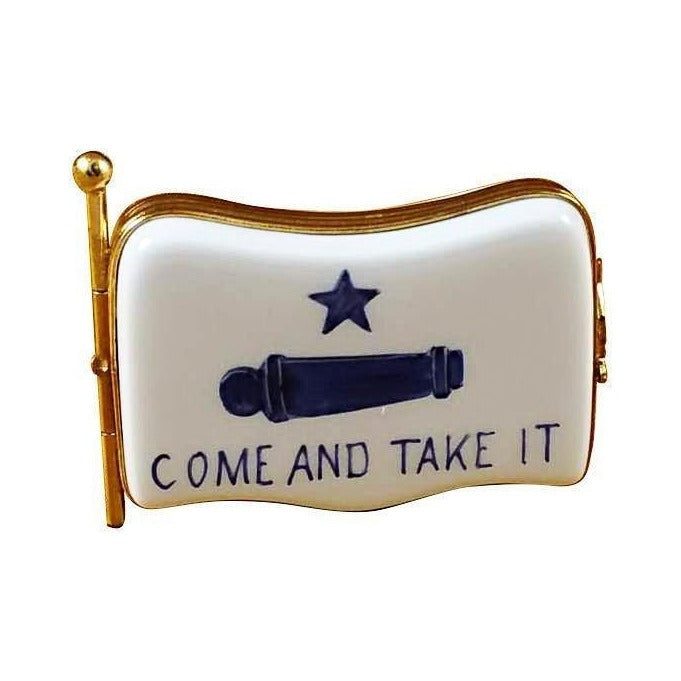 Genuine Rochard Come and Take It Flag Limoges box painted by hand in France, from Limoges Boutique