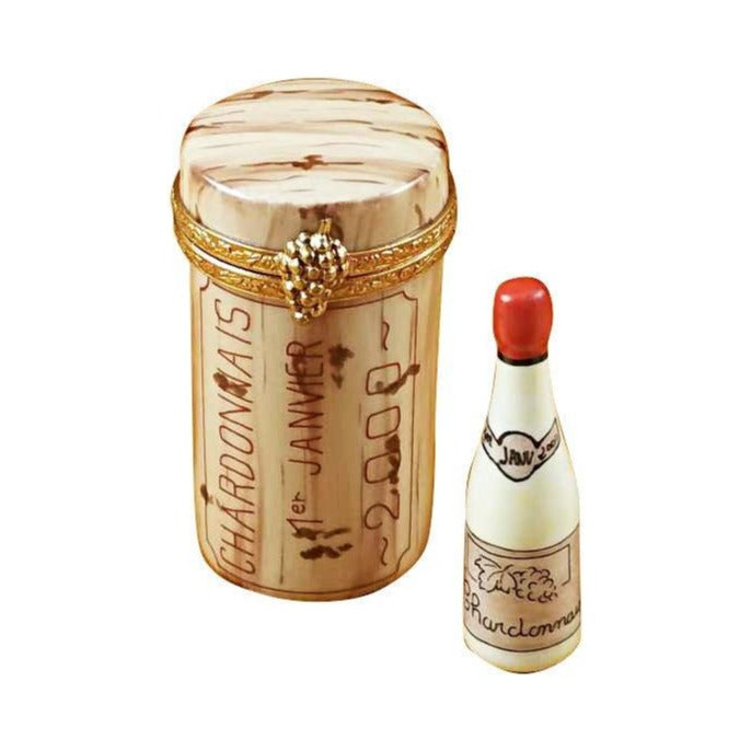 Genuine Rochard Cork with Wine Bottle Inside Limoges box painted by hand in France, from Limoges Boutique