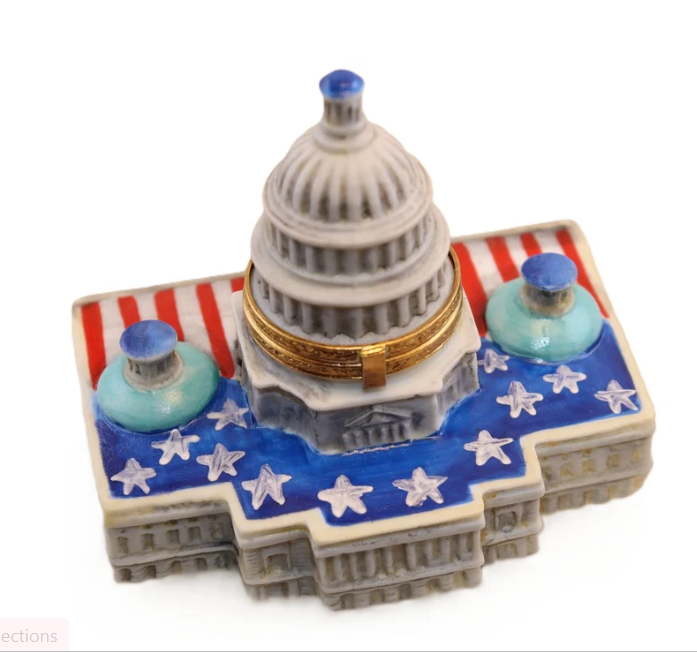 Capitol Building hand-painted Limoges porcelain box by Artoria, view 3