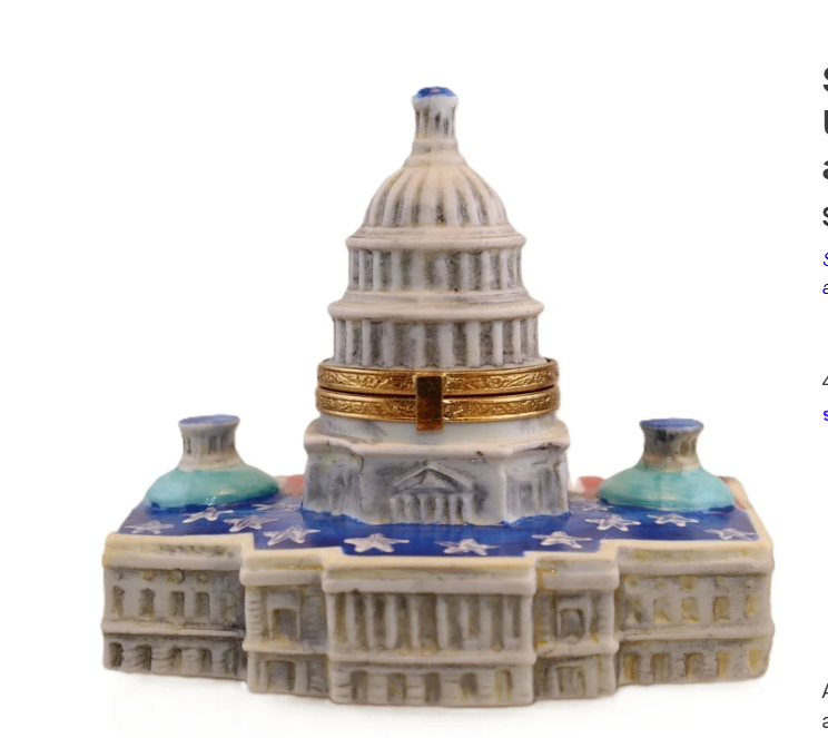 Capitol Building hand-painted Limoges porcelain box by Artoria