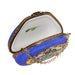 Deep Blue Floral Elegance for Collectors Porcelain Limoges purse French Trinket Box