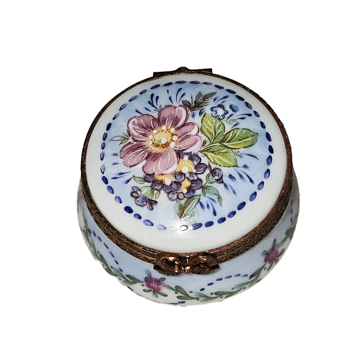 Floral Elegance for Collectors Porcelain Limoges Round French Trinket Box