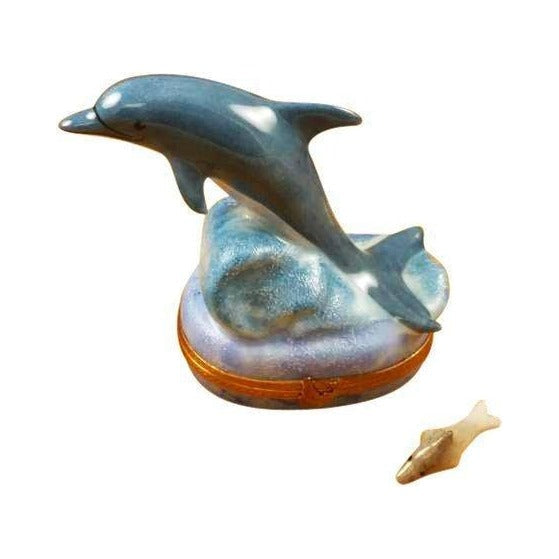 Limoges Boutique presents the Rochard Dolphin with Baby, a genuine Limoges box painted by hand in France