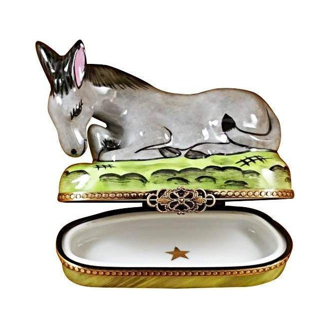 Treasured French collectible: Donkey Limoges box, painted by hand