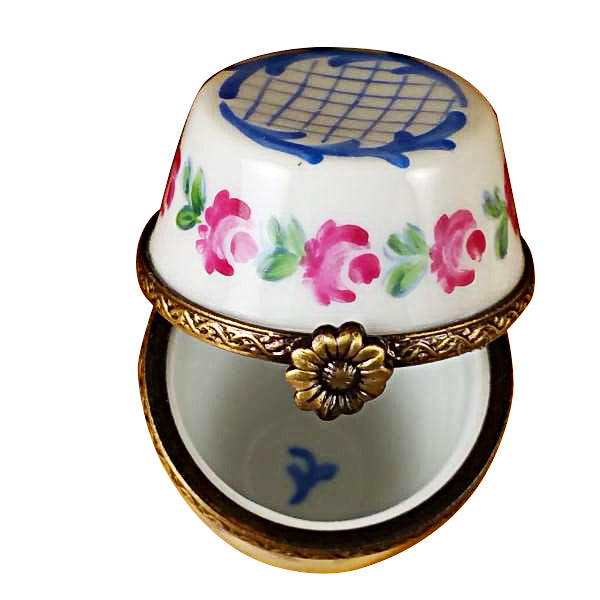 Tall Blue and White Limoges Box inside