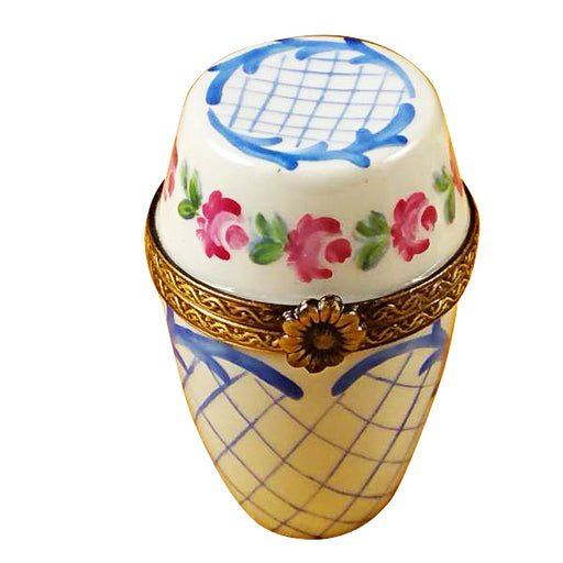 Limoges Boutique presents the Rochard Tall Blue and White, a genuine Limoges box painted by hand in France