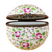 Round Gold and Pink Flowers Limoges Box inside