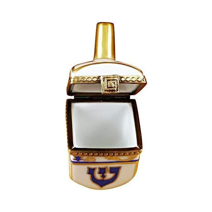 Every brushstroke by hand on the White Dreidel for Hanukkah Limoges box from France