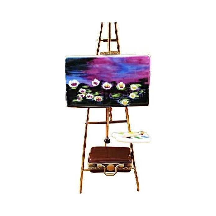 Hand-painted Easel Monet Water Lilies Limoges box, French artistry for lovers of fine art