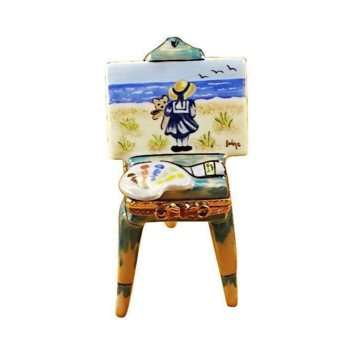 Genuine Rochard Easel with Girl Seashore Limoges box painted by hand in France, from Limoges Boutique