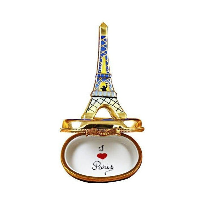 Underside of the Eiffel Tower Gold on Blue Base Paris Limoges box with the maker's marks collectors look for