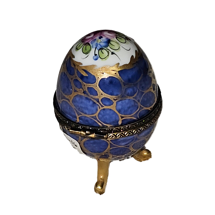 Elegant Blue Footed Egg for Home Decor Porcelain Limoges egg French Trinket Box
