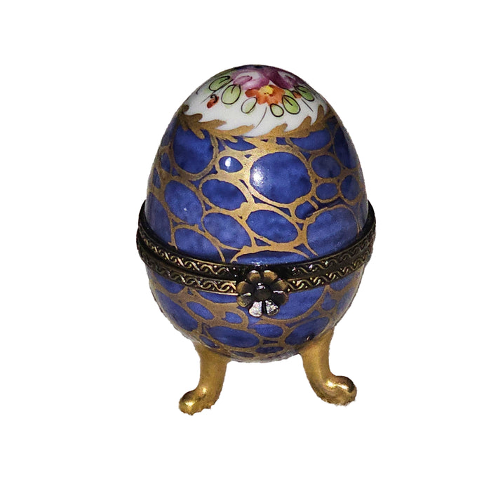 Elegant Blue Footed Egg for Home Decor Porcelain Limoges egg French Trinket Box