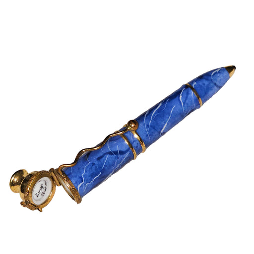 Elegant Blue Marble Pen for Writing Enthusiasts Porcelain Limoges professional French Trinket Box