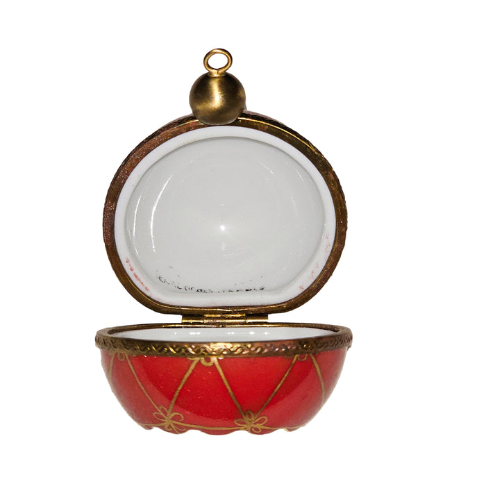 Elegant Red Ornament for Holiday Cheer Porcelain Limoges xmas christmas theme French Trinket Box