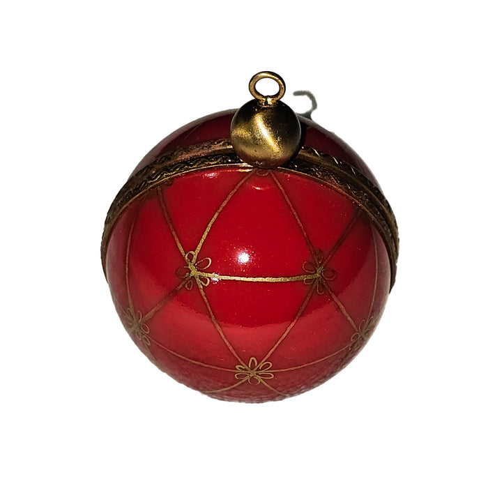 Elegant Red Ornament for Holiday Cheer Porcelain Limoges xmas christmas theme French Trinket Box