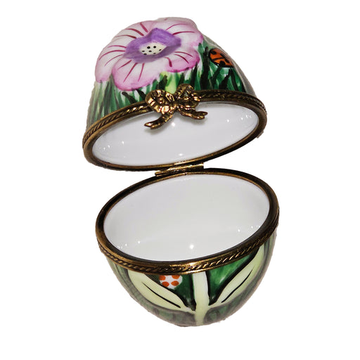 Pink Flower Egg Box for Collectors Porcelain Limoges egg French Trinket Box