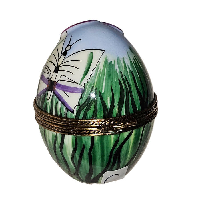 Pink Flower Egg Box for Collectors Porcelain Limoges egg French Trinket Box