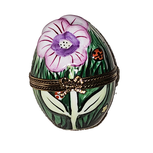 Pink Flower Egg Box for Collectors Porcelain Limoges egg French Trinket Box