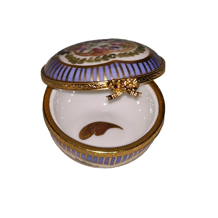 Round Sevre Roses Box for Collectors Porcelain Limoges Round French Trinket Box