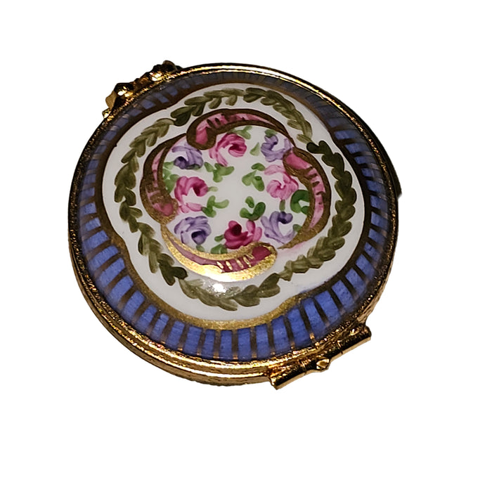 Round Sevre Roses Box for Collectors Porcelain Limoges Round French Trinket Box