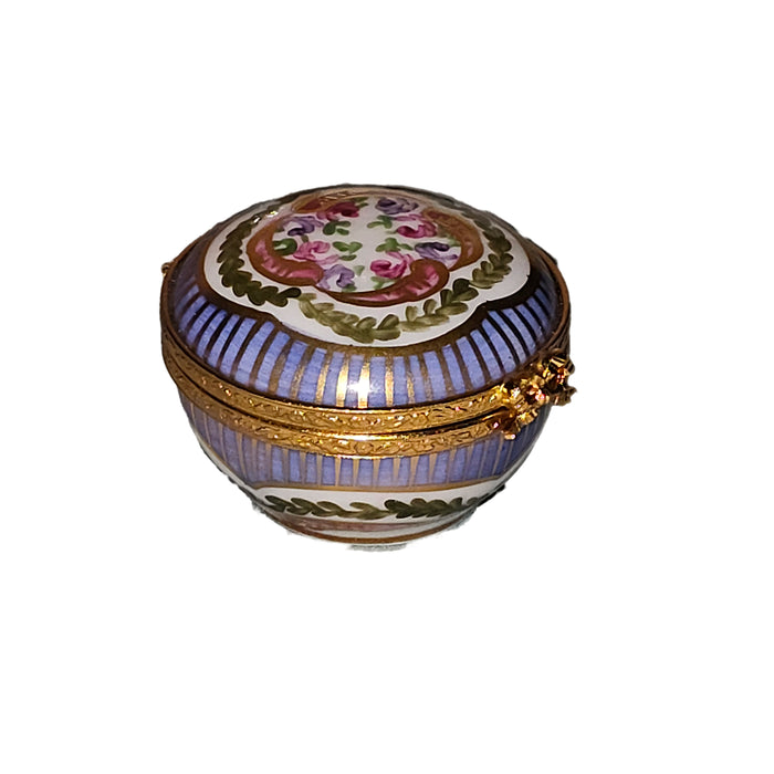Round Sevre Roses Box for Collectors Porcelain Limoges Round French Trinket Box