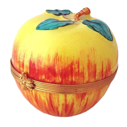 Red And Yellow Autumn Apple Limoges Box Figurine - Limoges Box Boutique