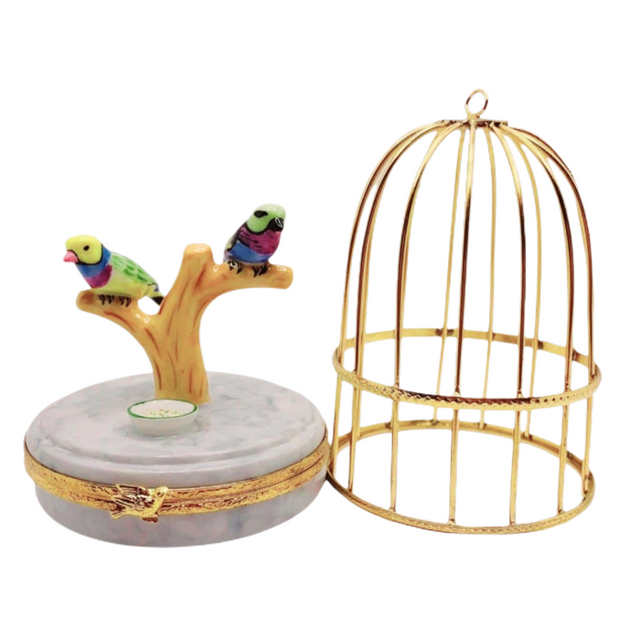 Tanagers In Cage Limoges Figurine Box