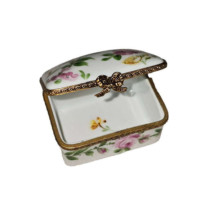 Floral Elegance Limoges Box for Collectors Porcelain Limoges Square French Trinket Box