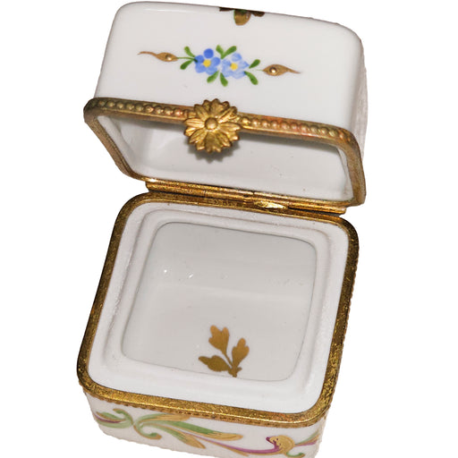 Floral Elegance Limoges Box for Gift Giving Porcelain Limoges Square French Trinket Box