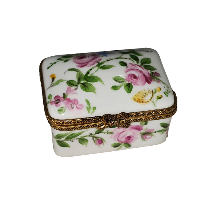 Floral Elegance Limoges Box for Collectors Porcelain Limoges Square French Trinket Box