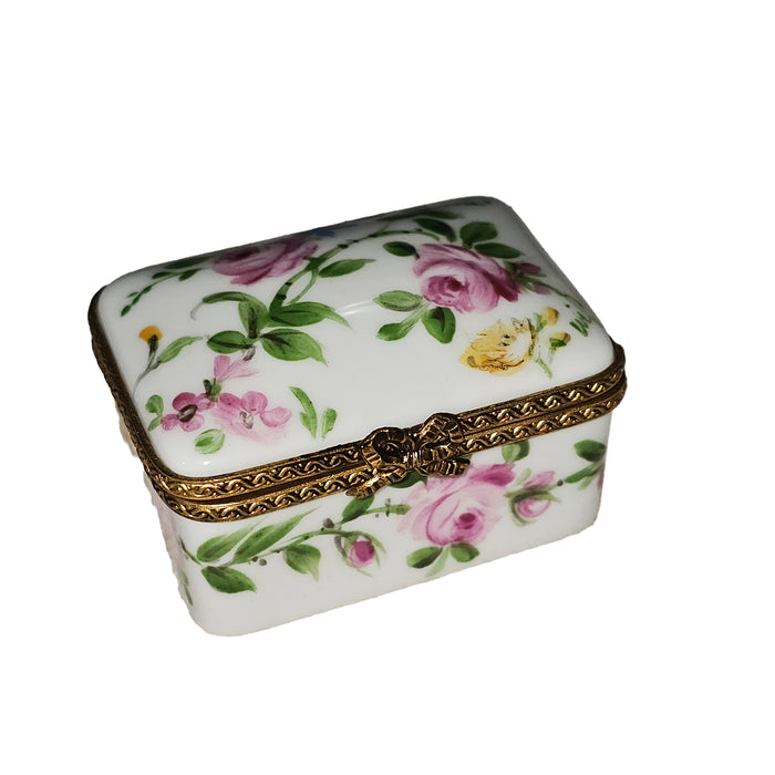 Floral Elegance Limoges Box for Collectors Porcelain Limoges Square French Trinket Box