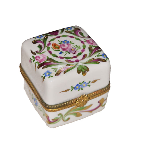 Floral Elegance Limoges Box for Gift Giving Porcelain Limoges Square French Trinket Box