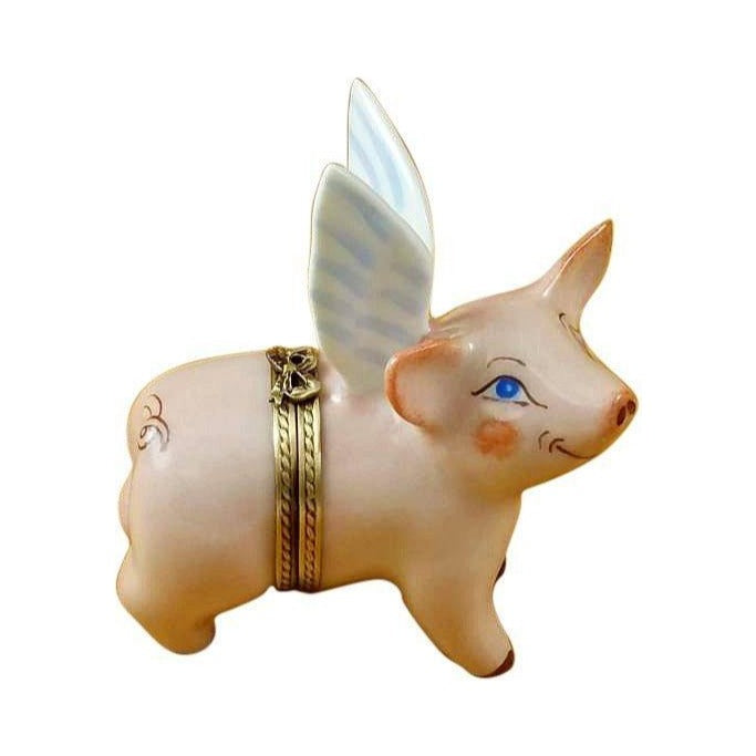 Authentic Rochard Flying Pig for Whimsical Limoges box, hand-painted in France, from Limoges Boutique