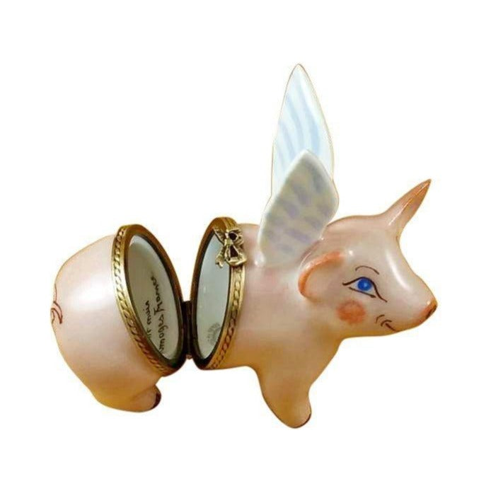 Artisan-painted Flying Pig for Whimsical Limoges box from France, a cherished collectible