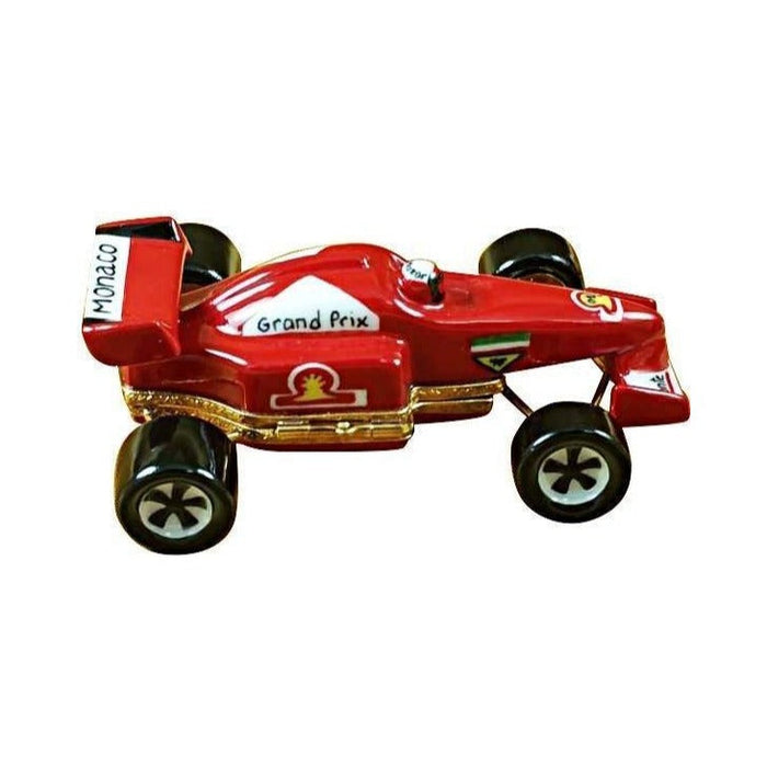 Collectible Formula One Race Car Limoges box with artisan brushwork