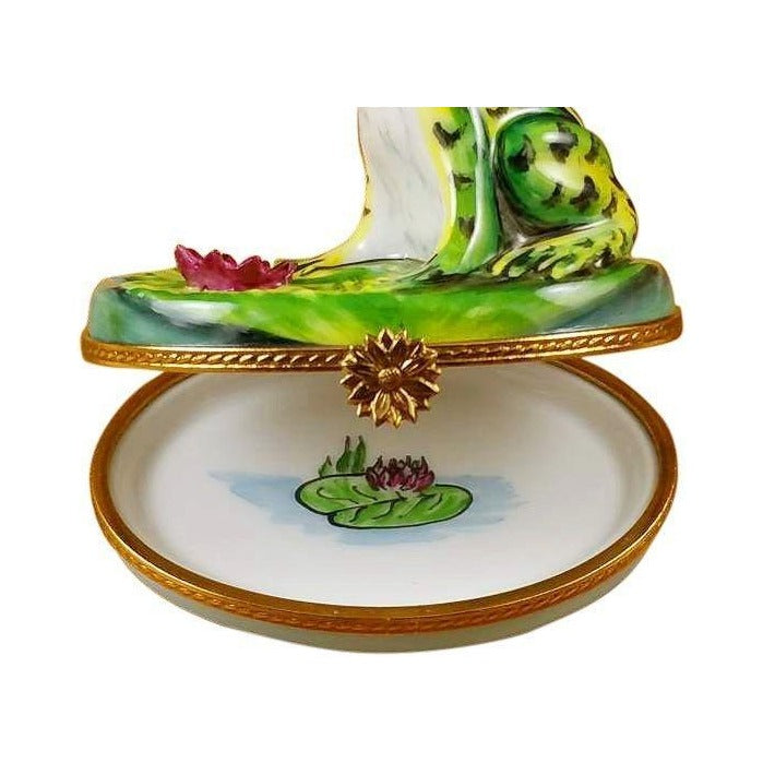 Treasured French collectible: Frog on Lily Pad Shop Limoges box, painted by hand