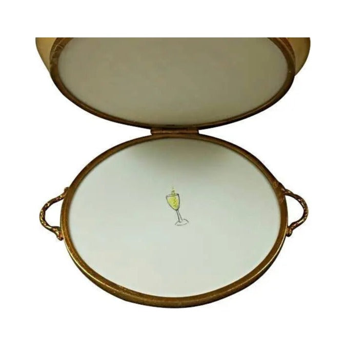 Hand-painted Gold Tray Caviar Champagne Bucket Limoges box, French artistry for lovers of fine art