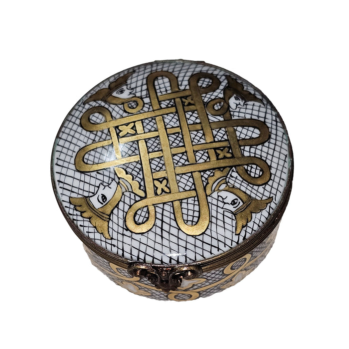 Golden Elegance Limoges Box for Timeless Gifting Porcelain Limoges Round French Trinket Box