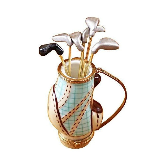 Golf Bag with Six Removable Clubs by Rochard, an authentic French Limoges box from Limoges Boutique