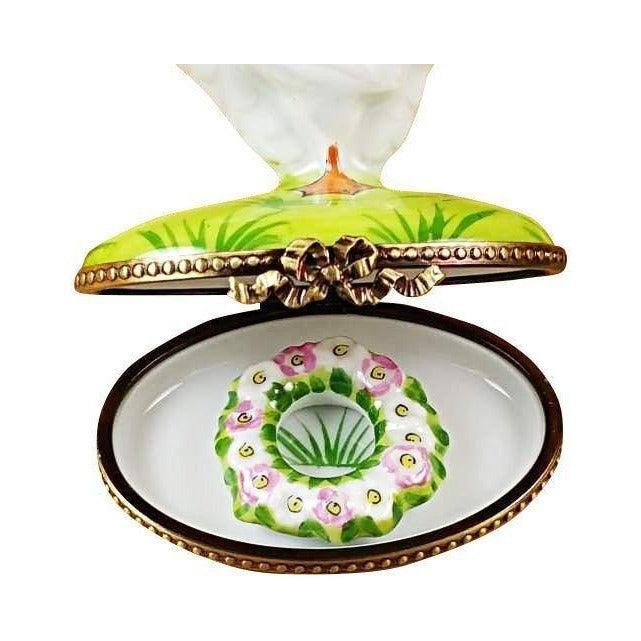 Goose Spring Christmas Wreaths Holiday Limoges box painted by hand in Limoges, France, a gift to treasure
