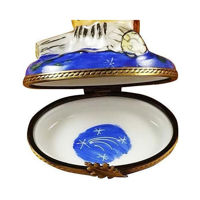 Underside of the Owl on Blue Base Limoges box with the maker's marks collectors look for