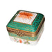 Green Floral Elegance Box for Home Decor Porcelain Limoges Square French Trinket Box