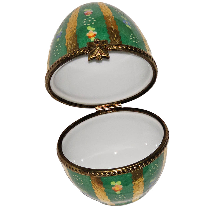Green Floral Limoges Egg for Elegant Gifts Porcelain Limoges egg French Trinket Box