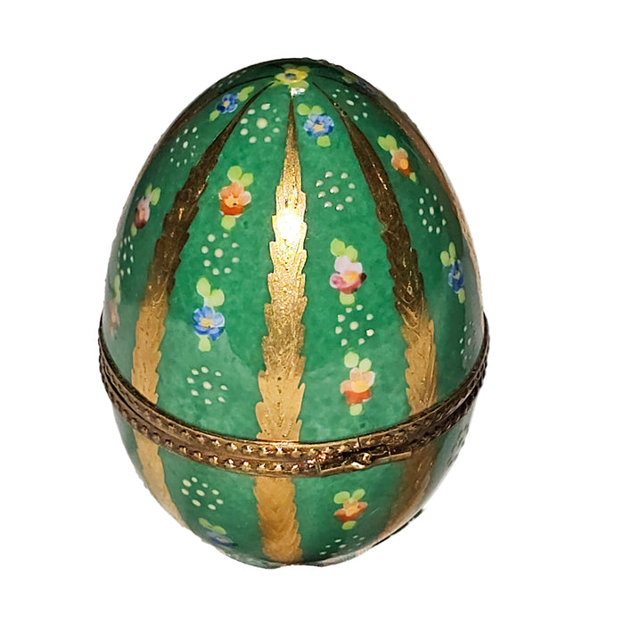 Green Floral Limoges Egg for Elegant Gifts Porcelain Limoges egg French Trinket Box
