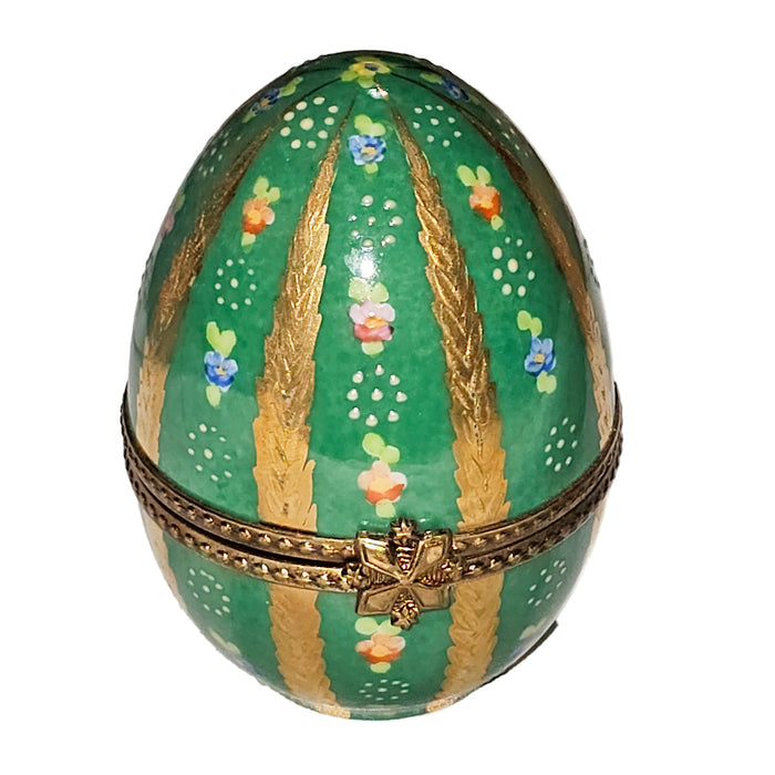 Green Floral Limoges Egg for Elegant Gifts Porcelain Limoges egg French Trinket Box