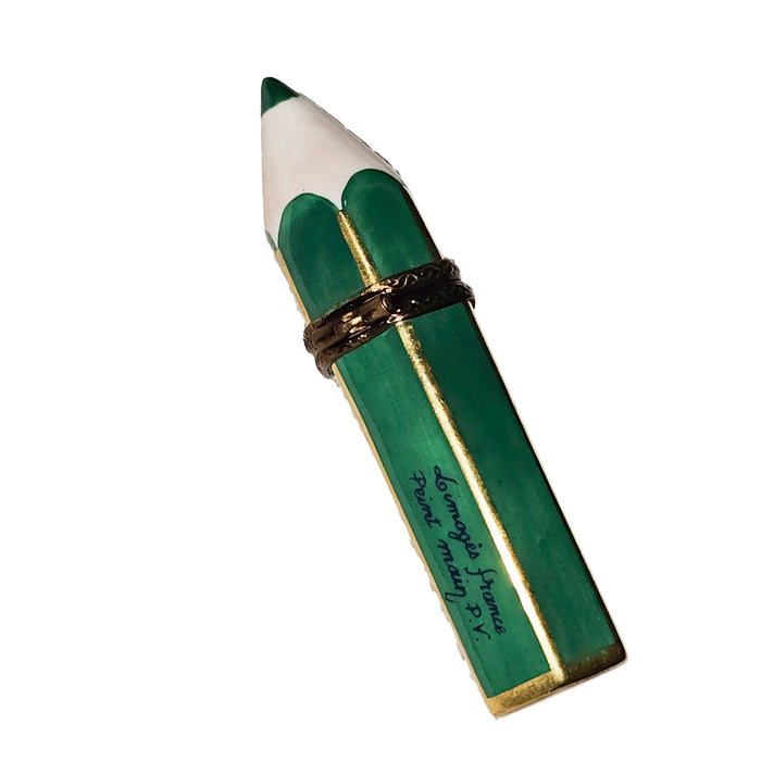 Green Limoges Pencil Box for Collectors Porcelain Limoges professional art French Trinket Box