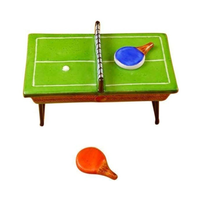 Authentic Rochard Green Ping Pong Table Limoges box, hand-painted in France, from Limoges Boutique