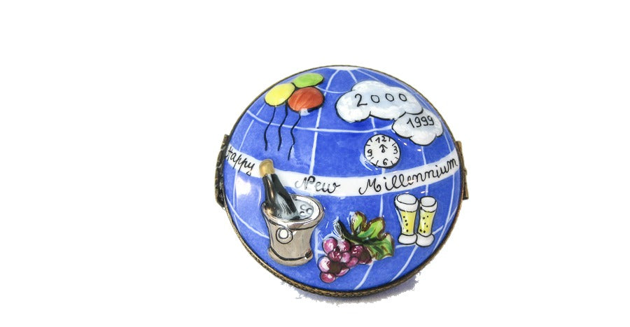 Happy New Year 1999 - 2000 hand-painted Limoges porcelain box